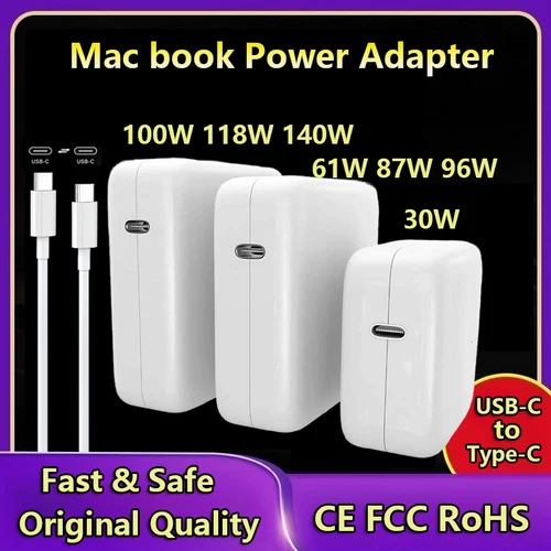 Adaptador de corriente para cargador USB tipo C, PD, 30W, 61W, 87W, 96W, para MacBook Pro 16, 15, 13 pulgadas, nuevo Air 13 pulgadas 2020/2019/2018, funciona con tipo C