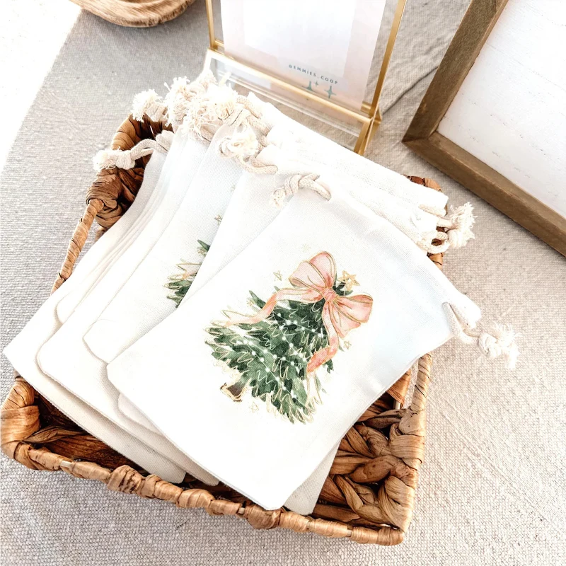 5 قطع شخصية الوردي القوس شجرة عيد الميلاد حزب صالح أكياس مخصصة عطلة شنطة هدايا مع اسم للأطفال عطلة حزب الملحقات