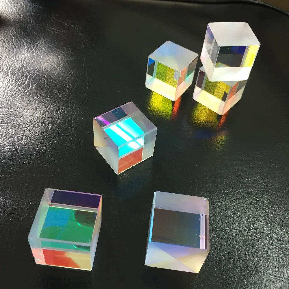 10 PCS Damaged Cross Dichroic X-Cube Prism RGB Combiner Splitter Optical Glass Square Prism Party Home Decoration DIY