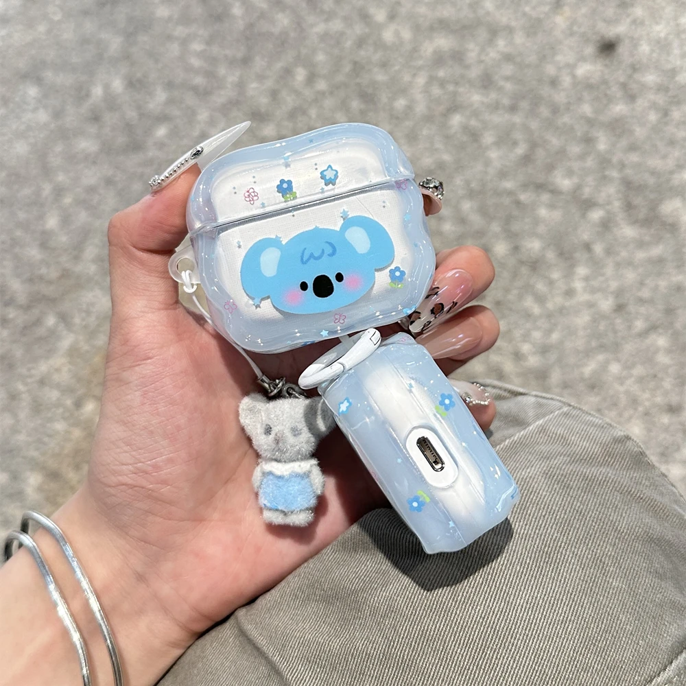 حافظة كوالا الزرقاء لأجهزة AirPods 1/2/3/4 & Pro/Pro 2 - حافظة واقية متينة وغير قابلة للانزلاق ومضادة للصدمات لسماعات الأذن، مزيج مثالي من المرح وعملية لعيد الميلاد، هدايا عيد الأم، للأصدقاء أو العائلة أو الزملاء!