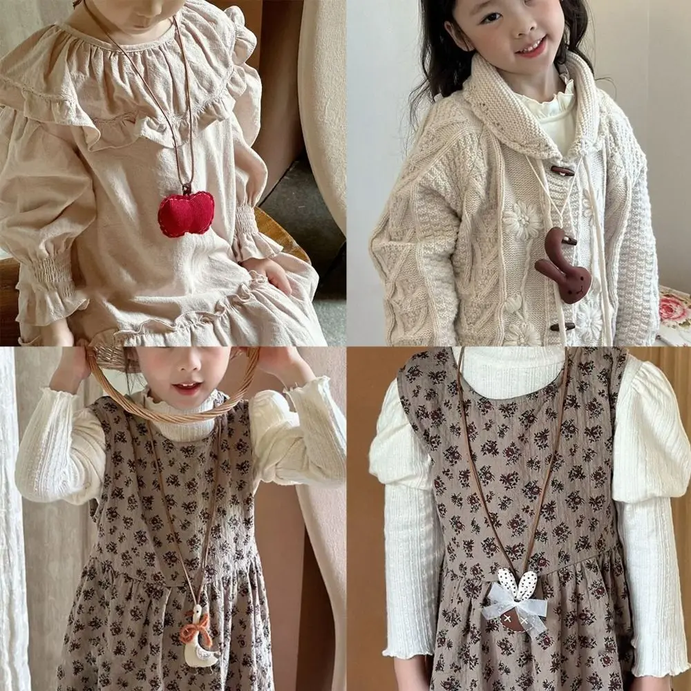 

Sweater Chain Accessories Fabric Children Necklace Bunny Rabbit Cute Animal Pendant Handmade Mushroom Kawaii Hanging Ornaments