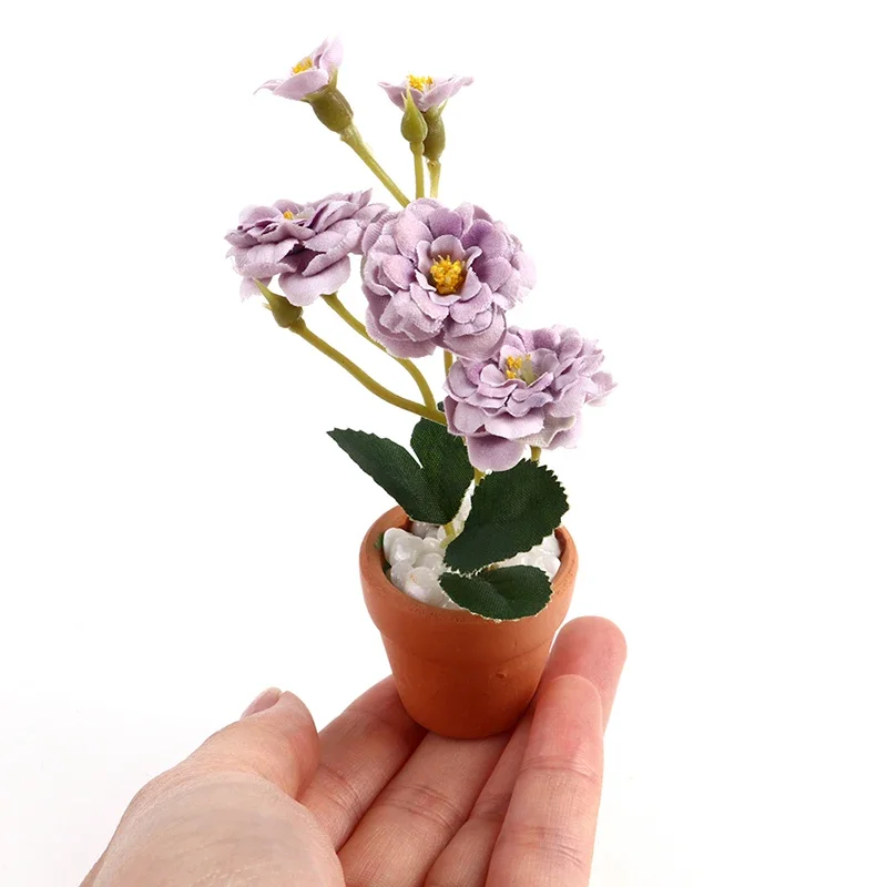 1pc Dollhouse Miniature Mini Flower Potted For Green Doll House Furniture Home Decor Simulation Plants