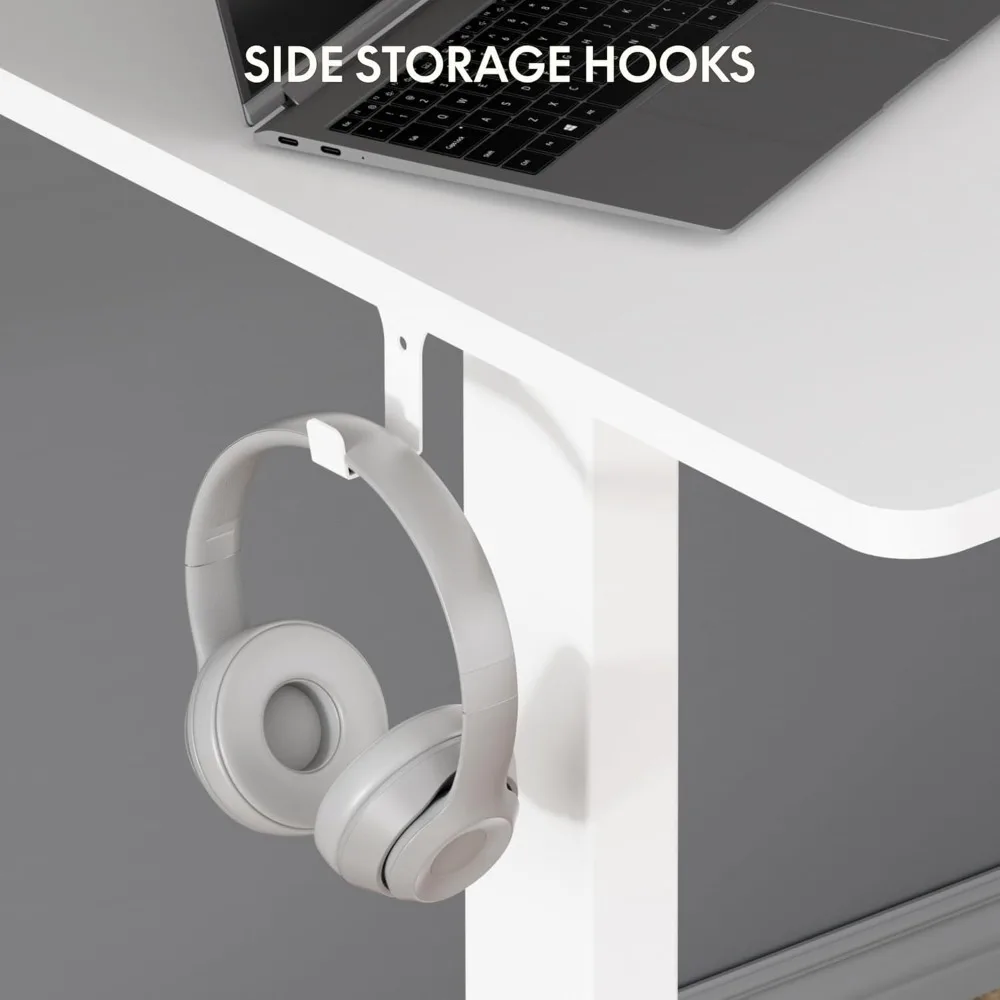 Electric Height-Adjustable Desk Frame with Memory Controller for Sit-Stand Workstations at Home or Office (White)