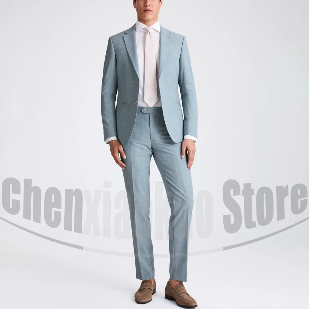 

Men Suits 2 Piece Fashion Single Breasted Smart Casual Outfits Chic Notch Lapel Solid Color Groom Wedding Party Male Suit