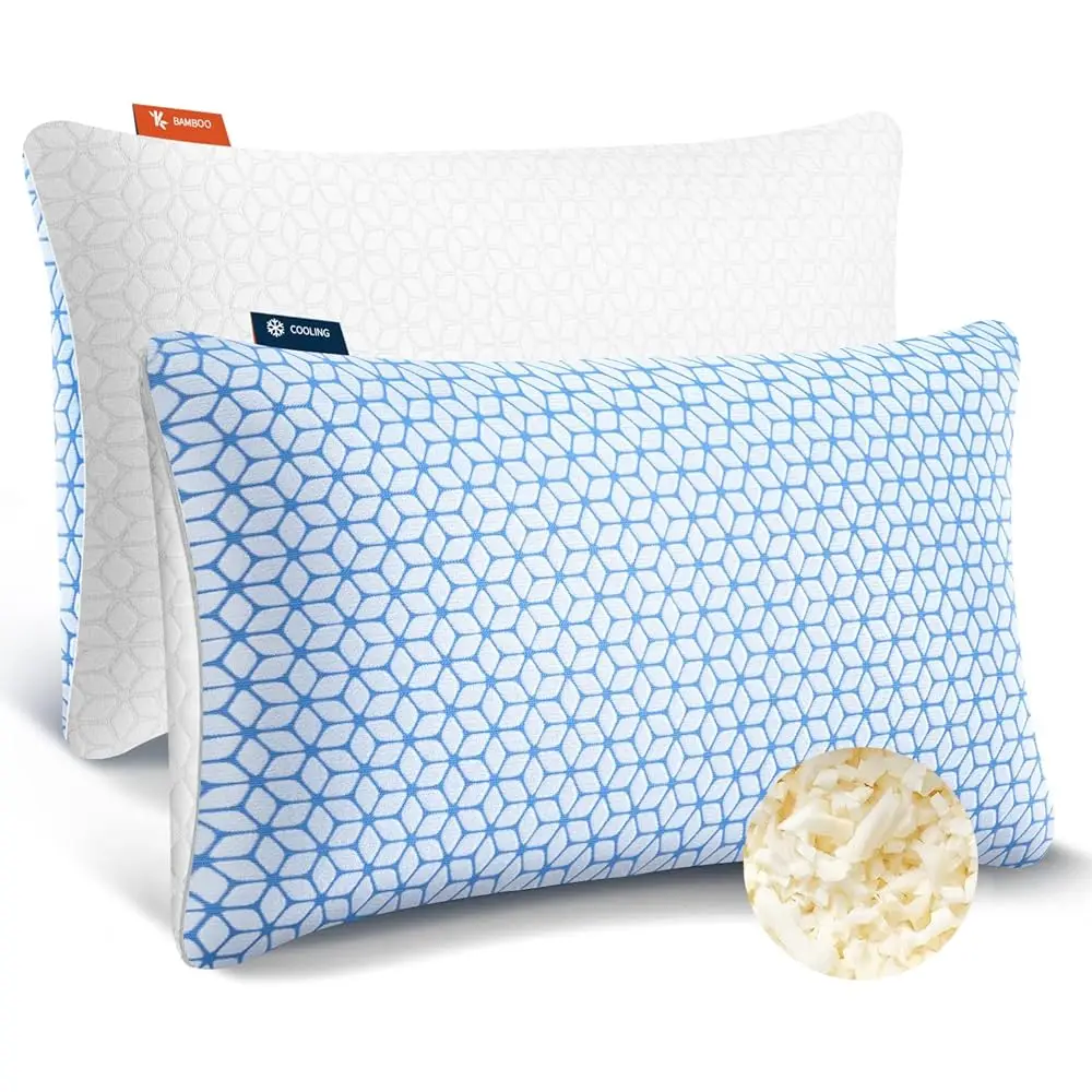 

Shredded Memory Foam Pillows King Size Set Of 2, Firm And Soft Adjustable For Side Ba Stomach Sleepers