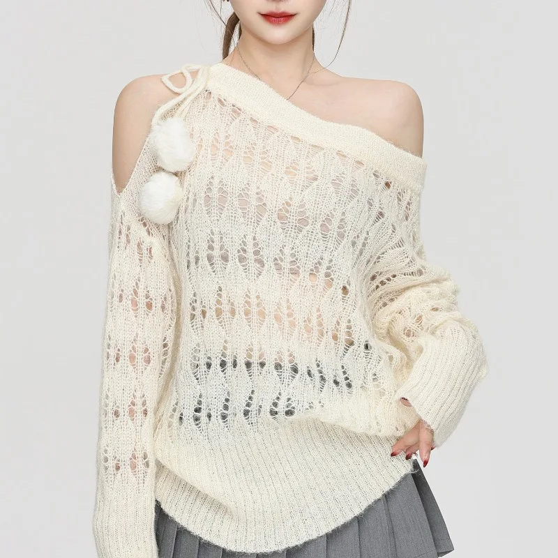 

Autumn Winter Woman Korean Fashion Cute Core Sweet 2000s Sweater Elegant Oversize Knitwears Designer Aesthetic Chic 2025