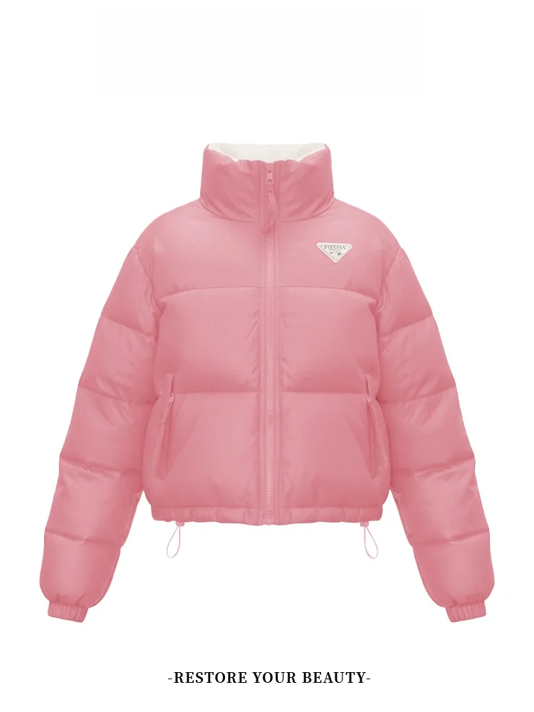 Or feminino puffer jaet 2025 inverno novo solto fce forrado pão sle thi quente zíper casaco de algodão outerwear