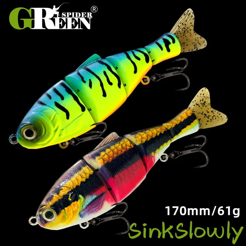 Neuer Swimbait, langsam sinkend, 170 mm, 61 g, harter Köder, Angelköder, strukturierte, lebensechte Haut, kurviges „S“-Schwimmen für Barschforellen, Hecht