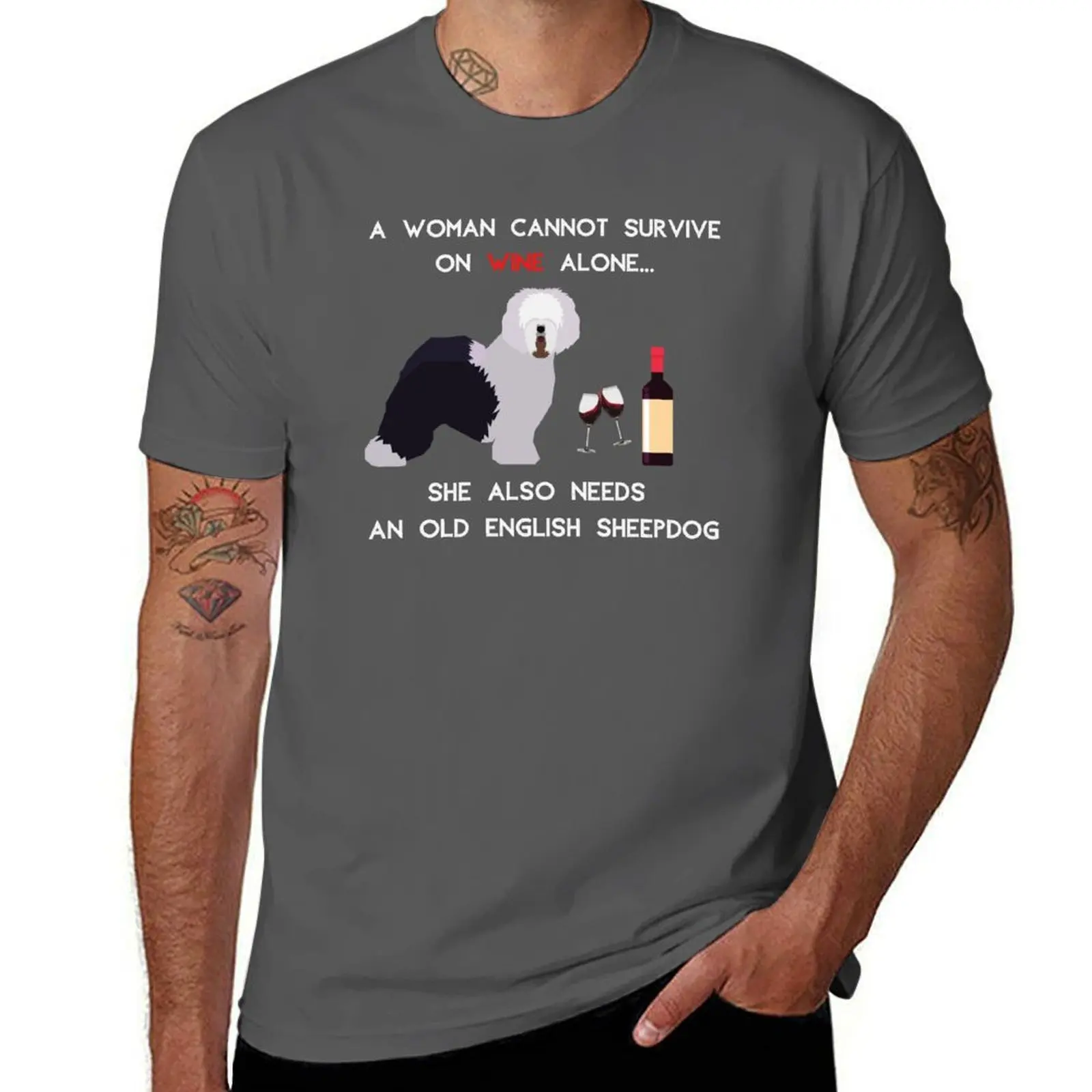 

And Black Seller Old , Best Wine On Sheepdog English A FUNNY T-Shirt Casual Light Summer Short Sleeve Top