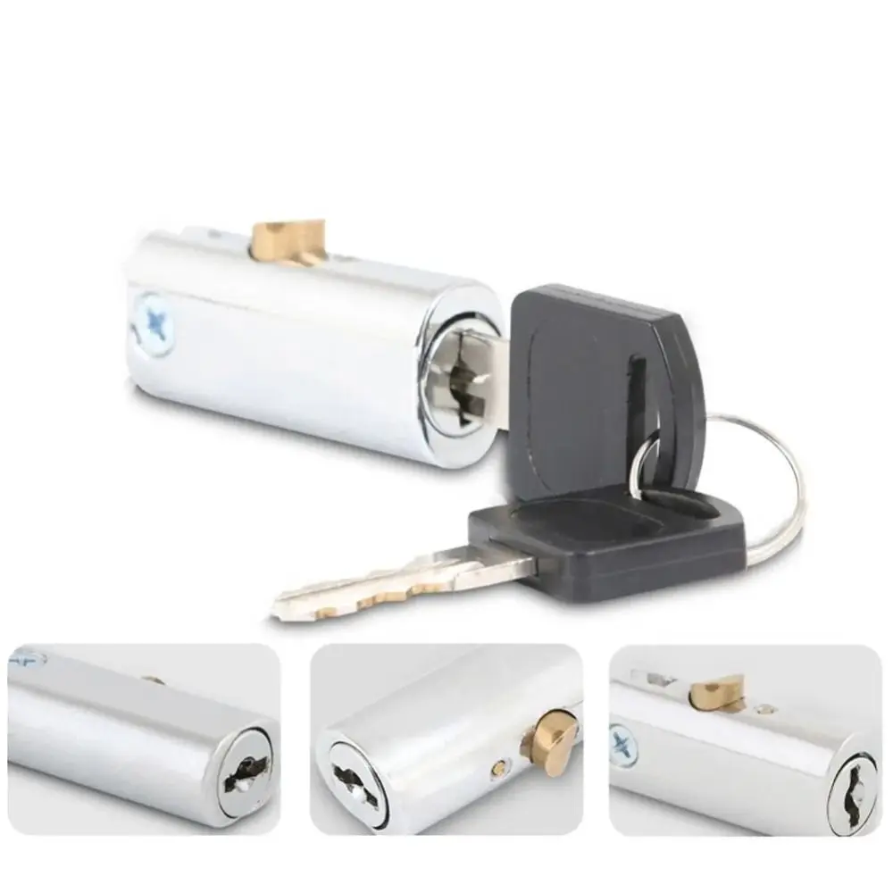 1/2/3pcs Safe Keyed Drawer File Cabinet Locks Zinc Alloy Cylinder Head Push Plunger Lock Chrome Plated Push Twist Lock Furniture