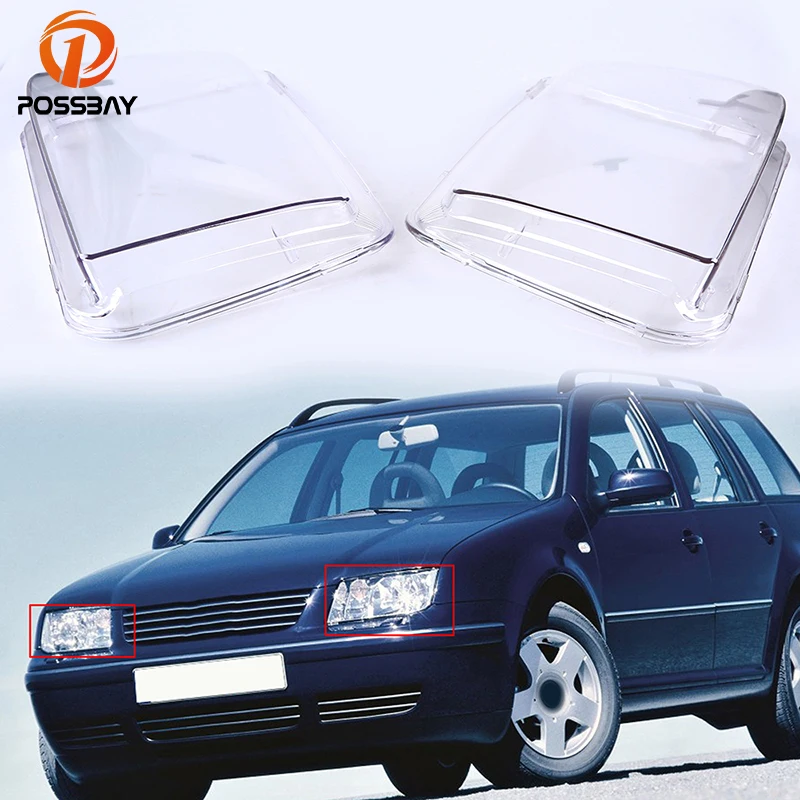 

POSSBAY Transparent Car Housing Headlights Lenses Shell Cover Clear Headlamp Assembly for VW Bora/Variant/4 Motion 1999-2005