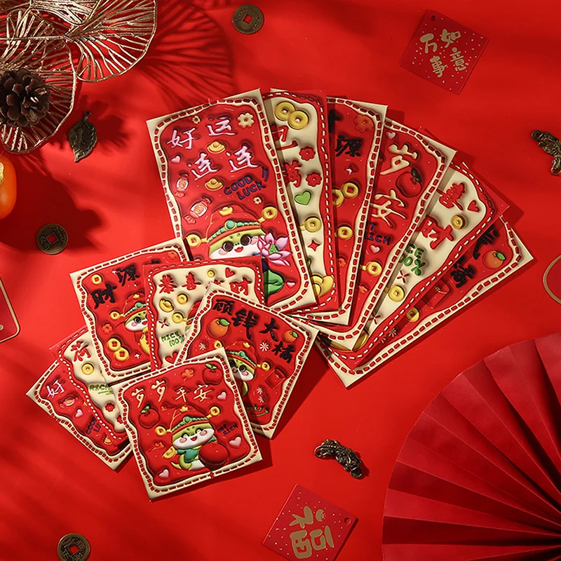 12Pcs Cute Snake Year Red Envelopes Creative Chinese Spring Festival Red Packet Traditional Lucky Money Pockets New Year Hongbao