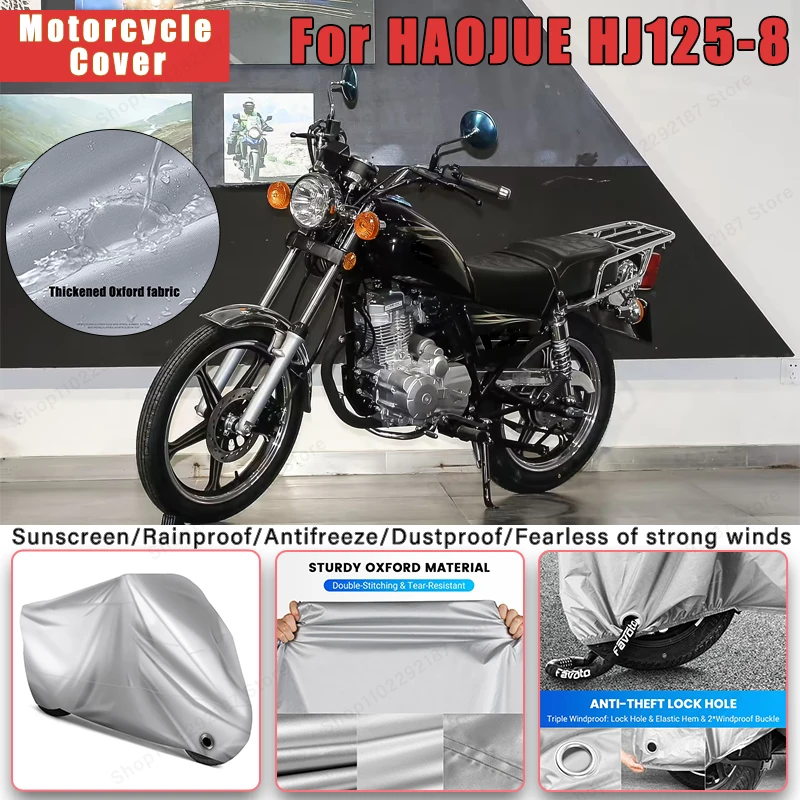 

For HAOJUE HJ125-8 No Ear Motorcycle Cover - Outdoor Full Body Protection, Waterproof Dustproof Sunscreen Moto Accessories