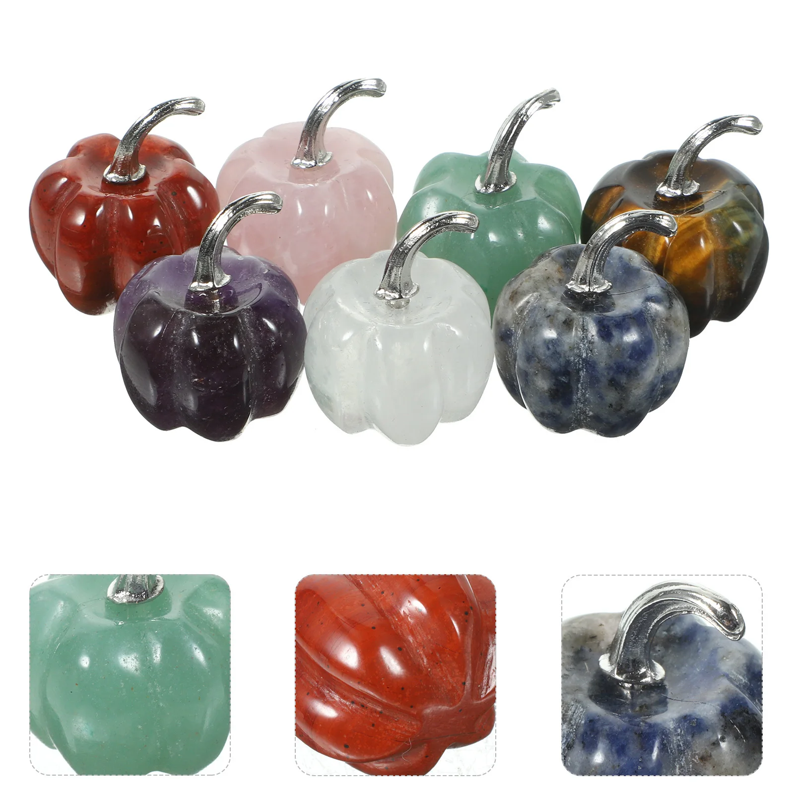 

7Pcs Crystal Pumpkin Ornaments Fall Colorful Small Pumpkin Crafts Thanksgiving Room Decor Tabletop Decorations