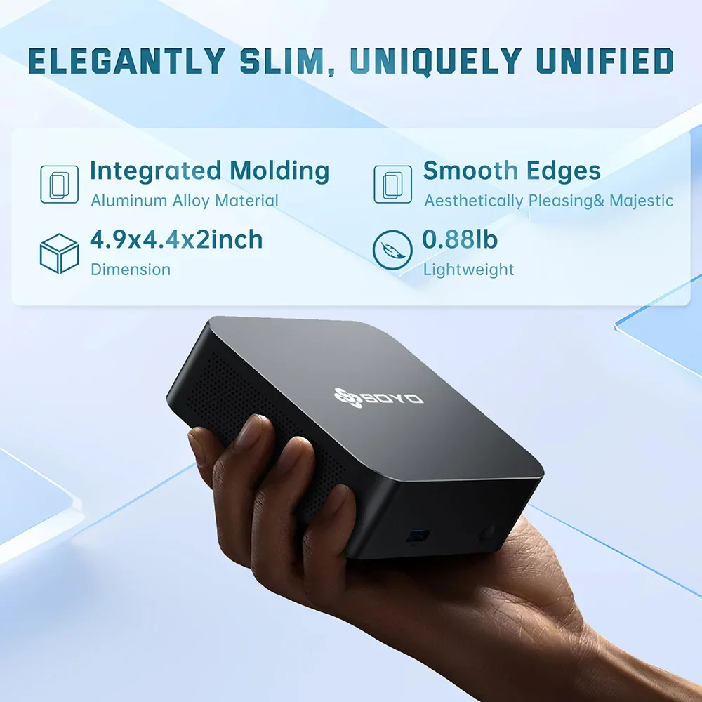SOYO M2 Plus كمبيوتر صغير Intel Alder Lake N100 Windows11 Pro 8 DDR4 256 M.2 SSD WiFi5 BT5.0 USB3.2 كمبيوتر صغير محمول