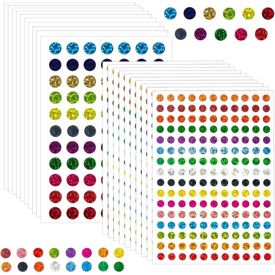 

2530 шт. этикетки с цветным кодированием, блестящие точечные перемешивания, мини-круглые точечные этикетки