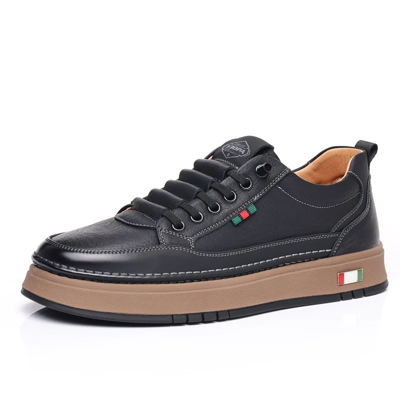 

Solid Color Cow Leather Board Shoes Men Spring Autumn Fashion Casual Sneakers Man New Designer High Quality Zapatillas Hombre