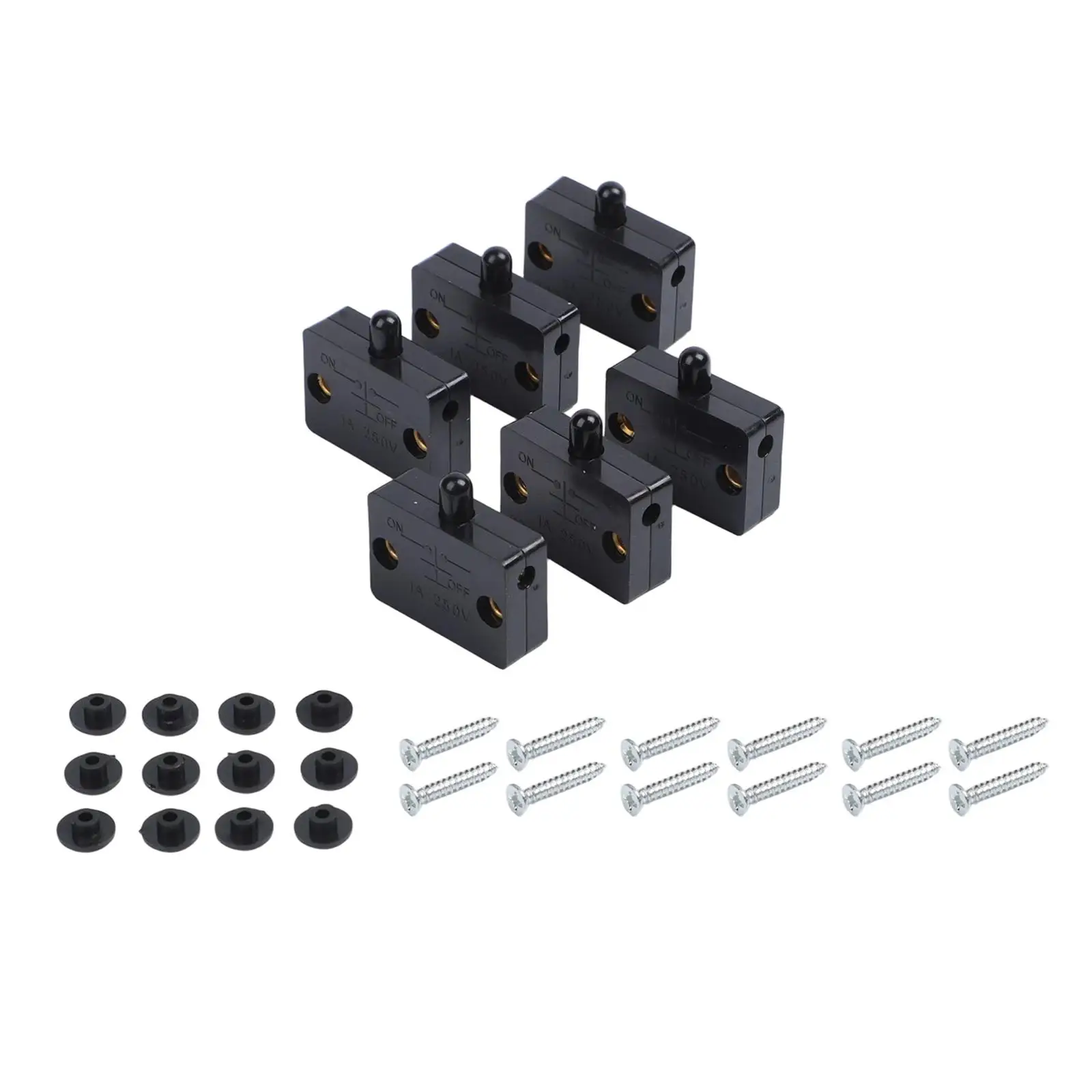 6-Pack Door LED Switch For Closet Light Normally Closed Cabinet Light Switch White Black For PC Light Lamps Tool Accessories