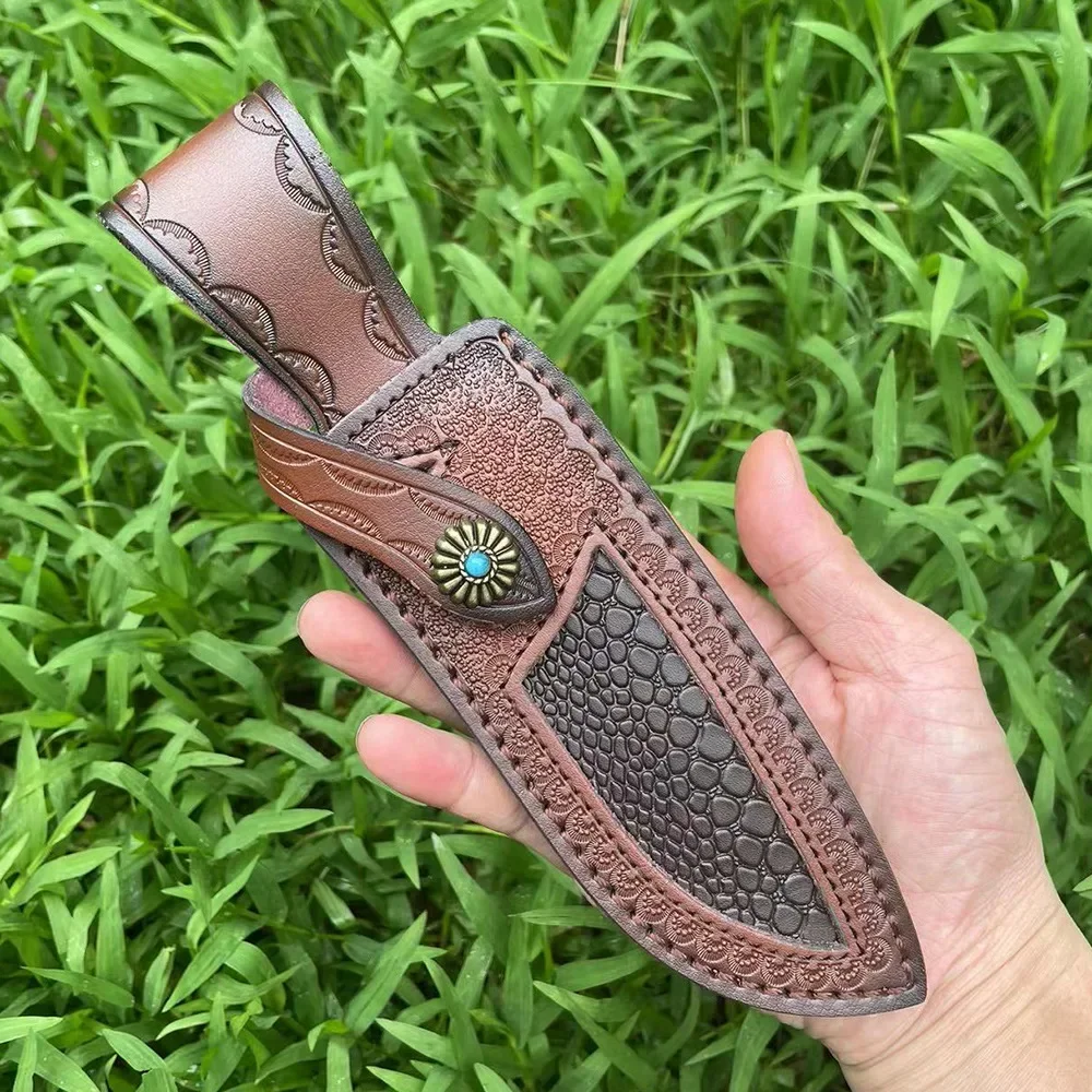 23.5cm Cowhide Fixed Knife Leather Sheath Universal Tea Knife Cover DIY Hunting Knife Holsters Scabbard Accessories Gift For Men