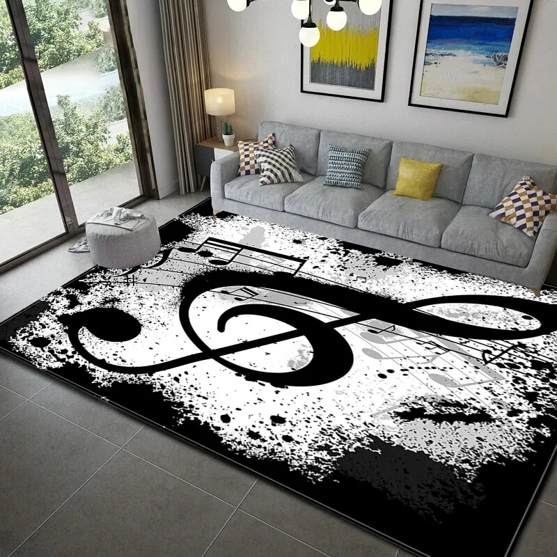 Piano note music theme series carpet home decoration bedroom living room large area carpet room bedside non-slip floor mat image 3