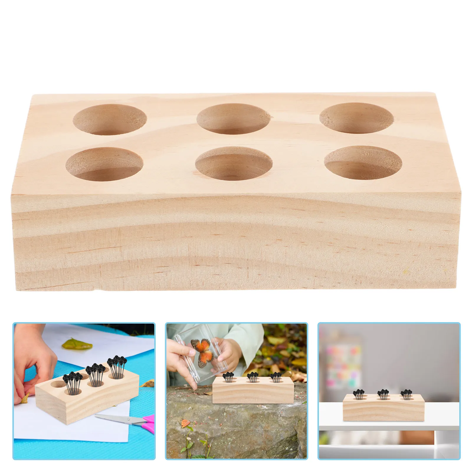 

Multi-Slot Wooden Insect Pins Holder for Entomology Specimen Preparation DIY Storage Base Organizer Box Insect Needles Container