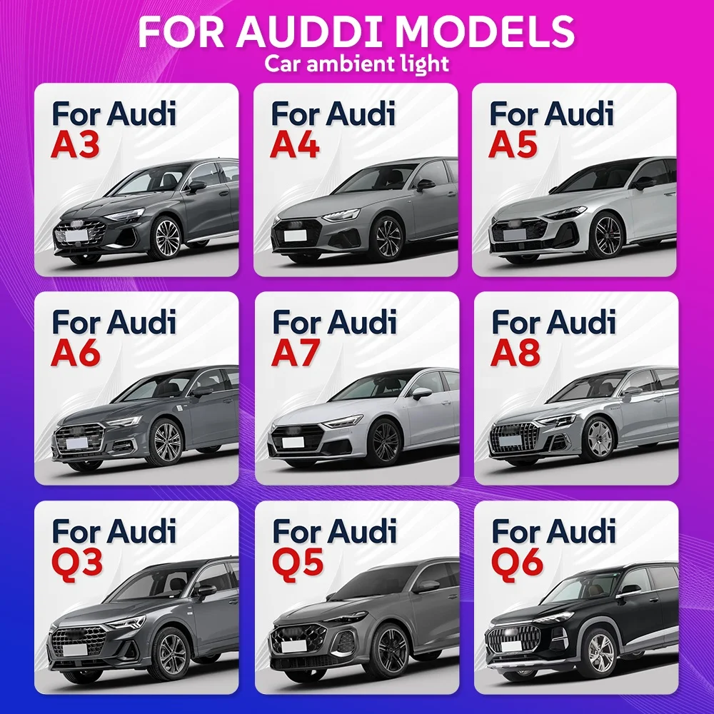 KYNCHO for Audi A7 4G LED Car Ambient Light Car 12v Auto Interior Lighting Symphony 64 Colors Light Auto Interior Lighting