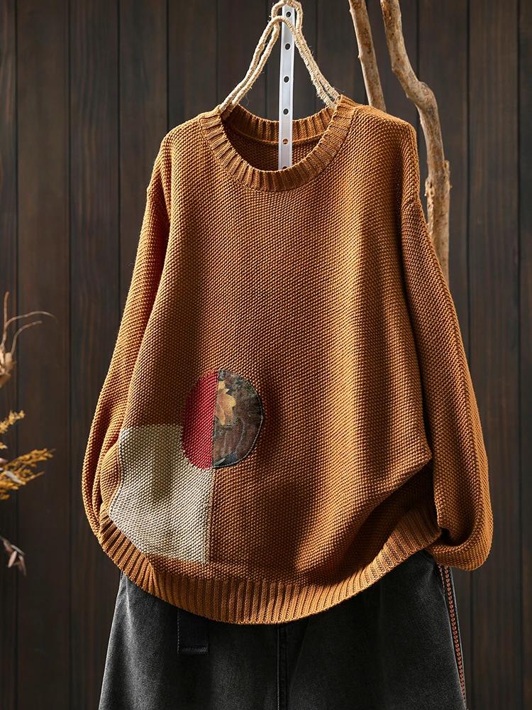 المرأة طويلة الأكمام سترة غير رسمية جديد وصول 2025 الخريف أسلوب بسيط س الرقبة فضفاضة مريحة الإناث محبوك البلوفرات M1882