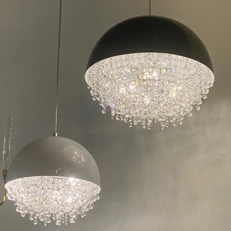 

Modern luxury designer crystal tassel iron pendant light exhibition hall dining room Nordic luxury decoration indoor LED lights