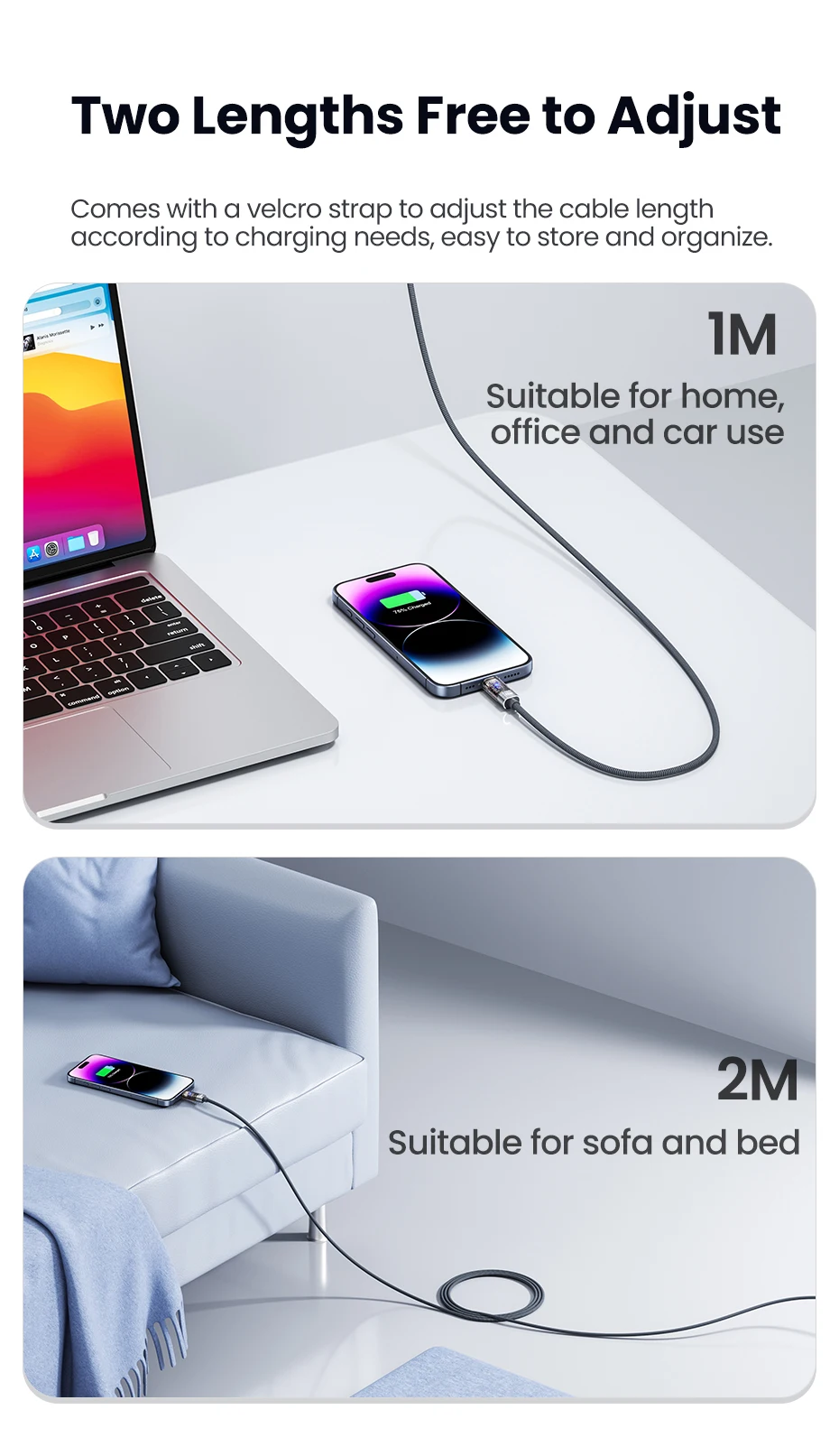 Toocki 100W USB-C-auf-USB-C-Kabel mit automatischer Abschaltung, PD3.1, QC4.0, Schnellladekabel für MacBook, iPhone 16, 15, Samsung S23, S24, Huawei. – Detail 13