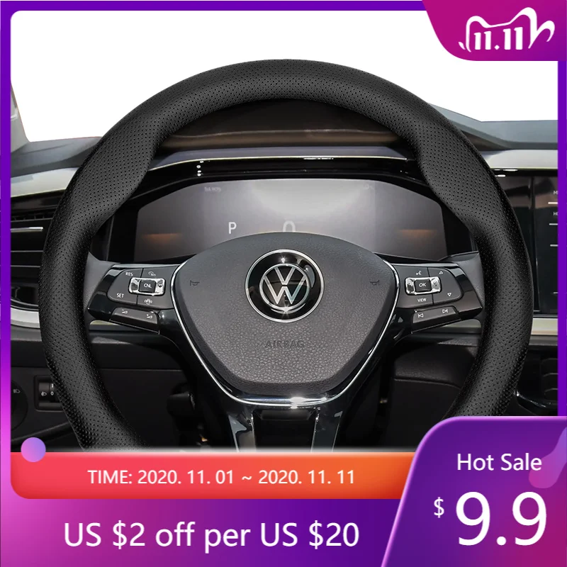 Funda de Volante de Cuero Transpirable Ultrafina Compatible con Volkswagen, Apta para Polo Golf 5 6 7 up Gol Volante Scirocco