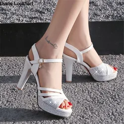 New Elegant Slingbacks Shoes Shiny Sequin Cloth Women Shoes High Heels Party Office Lady Sandals Shoes Woman Zapatos De Mujer