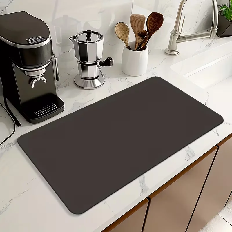 Solid Color Tableware Drying Mat Kitchen Countertop Absorbent Mat Coffee Mat Dryer Table Drainage Mat Pet Party Atmosphere Mat