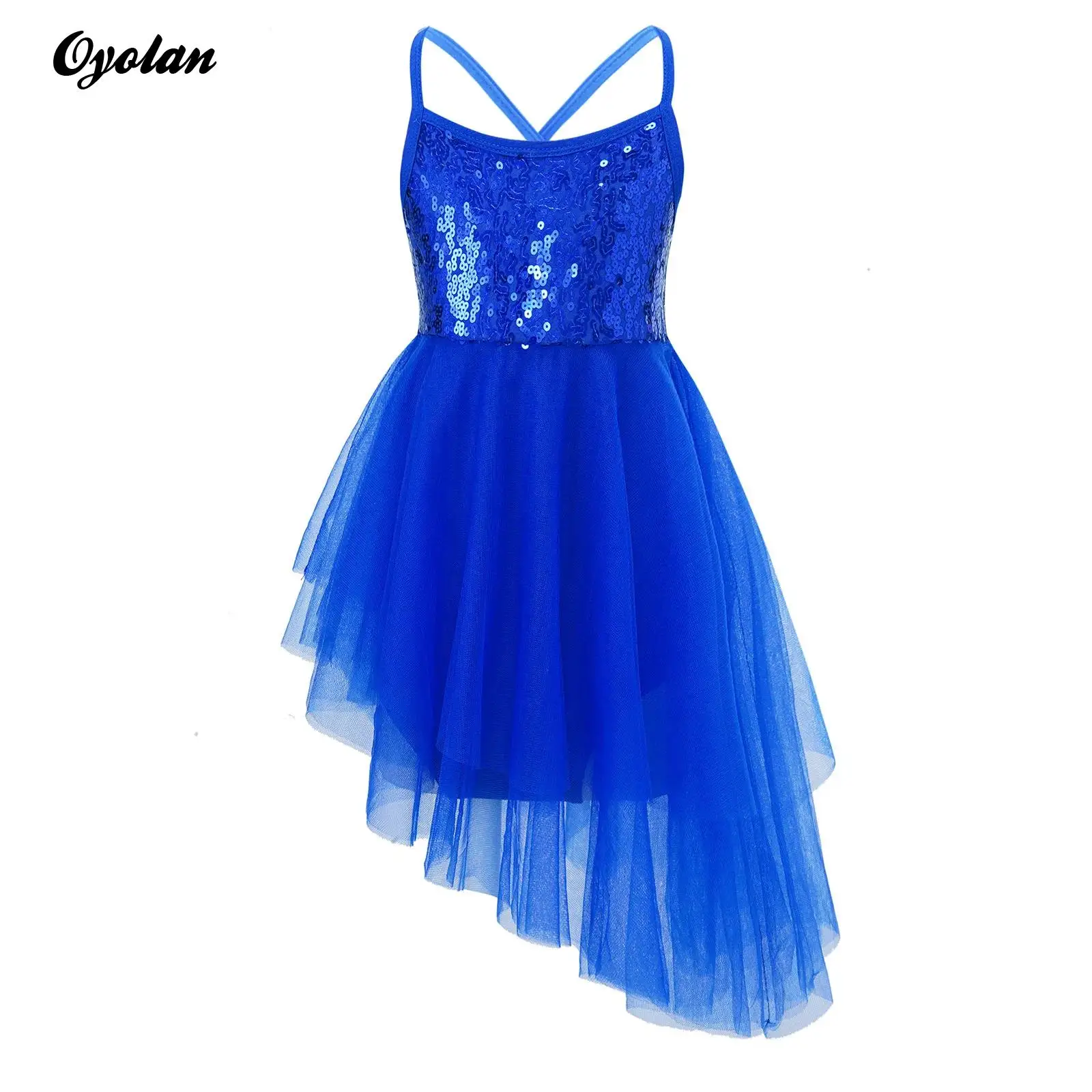 

Kids Girls Gymnastics Leotard Ballet Jersey Lyrical Dance Tutu Skirt Dress Sleeveless Sequins Ballerina Tulle Dress Dancewear