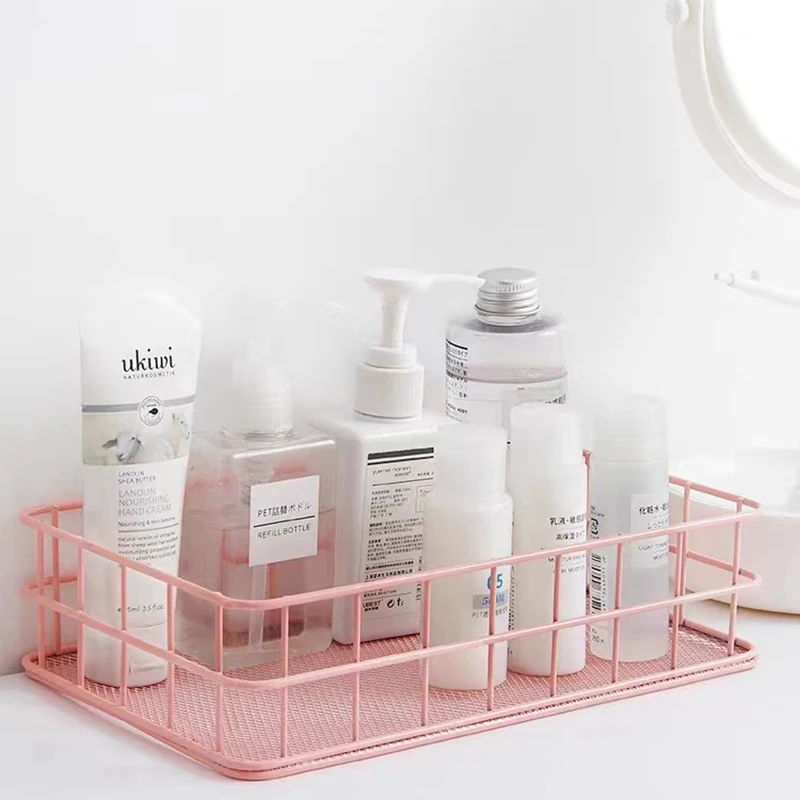 Ins Stijl Metalen Draad Desktop Opbergmand Slaapkamer Badkamer Diversen Make-Up Borstels Houder Multifunctionele Keuken Opbergdoos