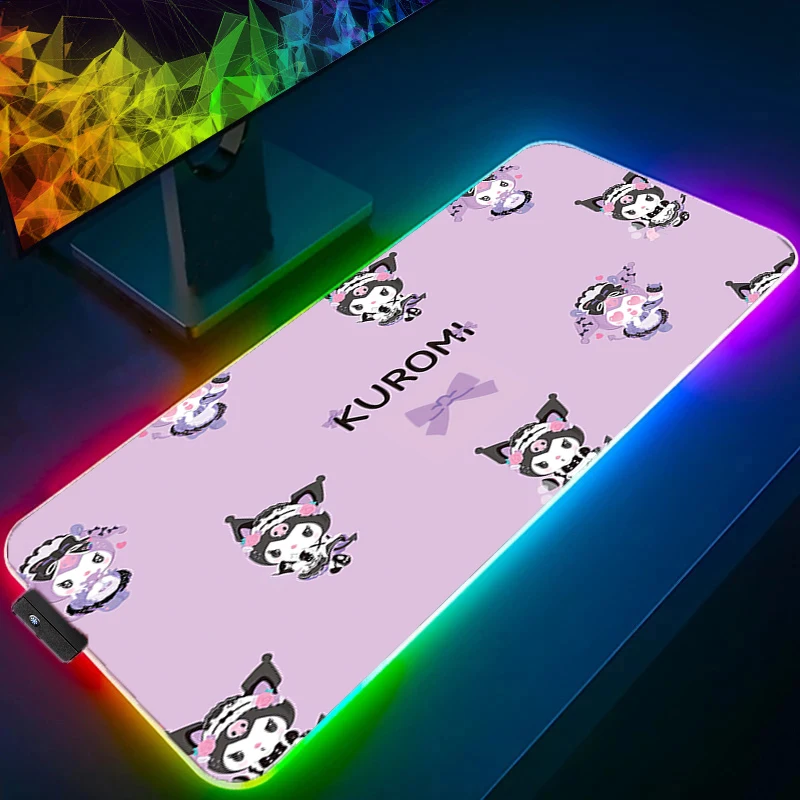 

RGB Mouse pad K-kuromi professional eSports game players Speed Lock Edge Rubber Desk LED Anime Kawaii XXL Mousepad Keyboard Mat