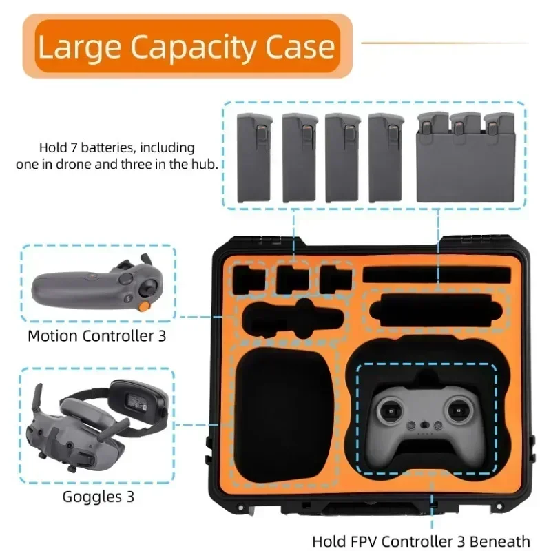 

Large Capacity Carrying Case For Avata2 Waterproof Safety Box Storage Bag Anti-drop Protection For DJI Avata 2 Drone Accessories