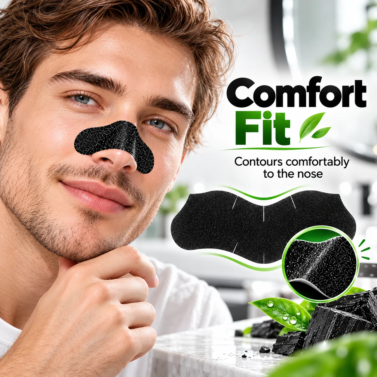 10/20pcs Charcoal Nose Pore Strips Water-Activated Flexible Fit Easy Peel-Off Oil Control Care Patches for At-Home Skincare