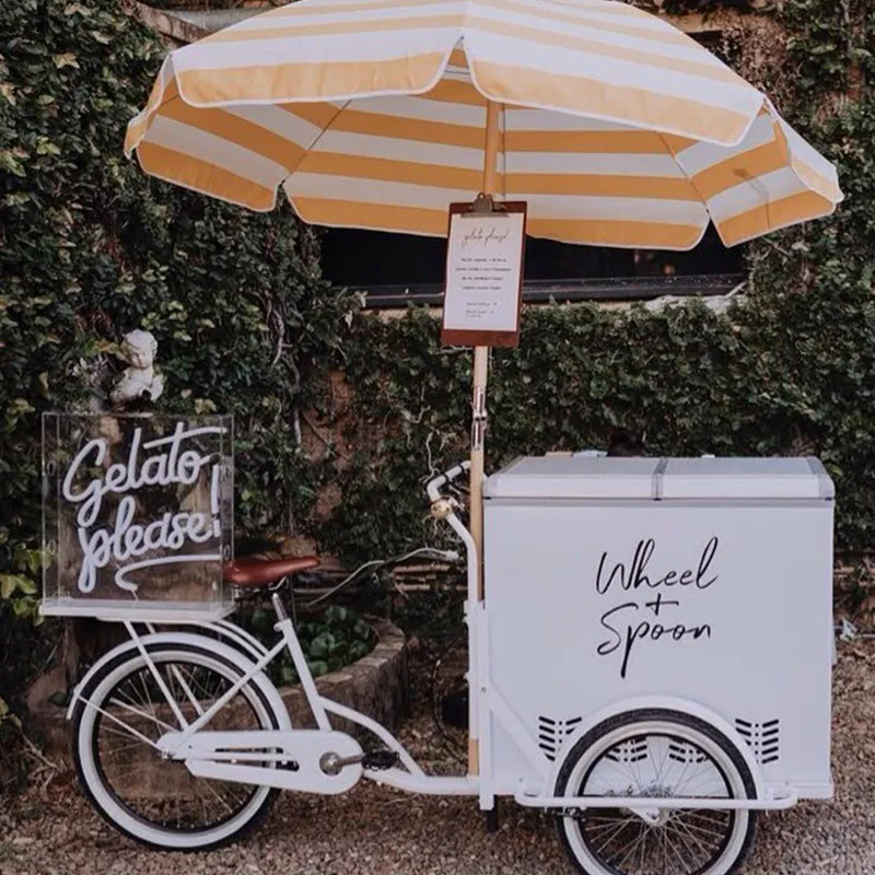 Mobile Gelato Ice Cream Cart with Freezer Popsicle Ice Cream Kiosk Trailer Stainless Steel CE Customzied Food Vendor Cart