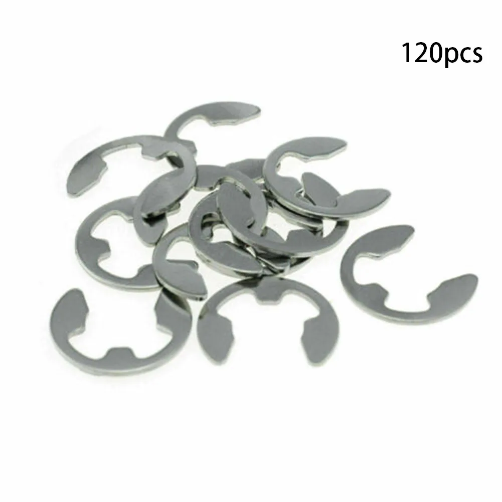 Assorted E Clips C Circlip Kit Stainless Steel W/ Storage Box 120pcs M1.5 - M10 Retaining Washers Lightweight Practical