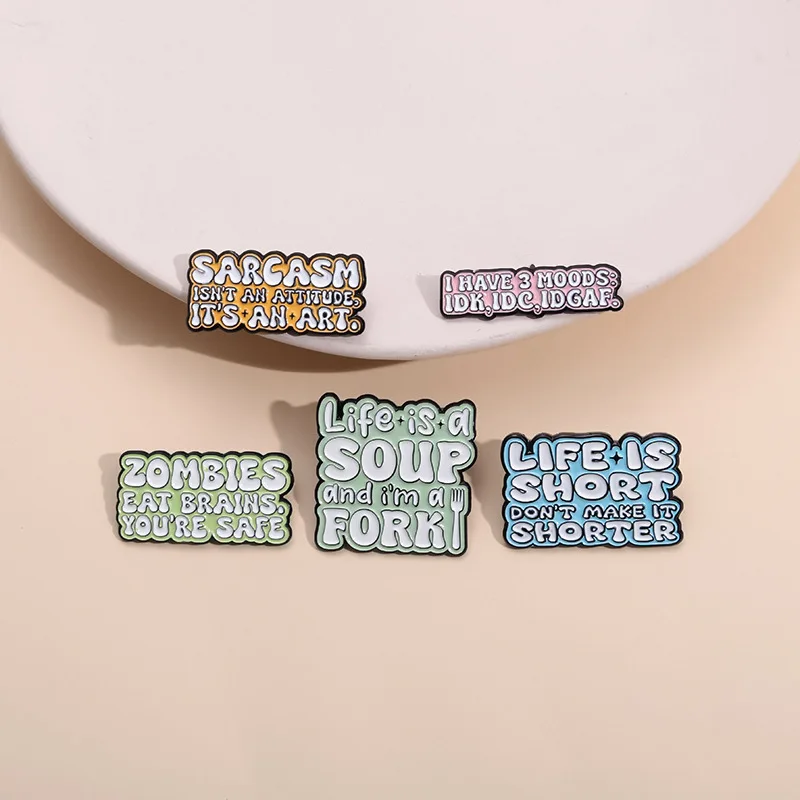 Phrase Message Enamel Brooch PS Ai Never Stops Women Empower Now Clock Wake Up Service WiFi Badge Punk Lapel Pins Jewelry Gift