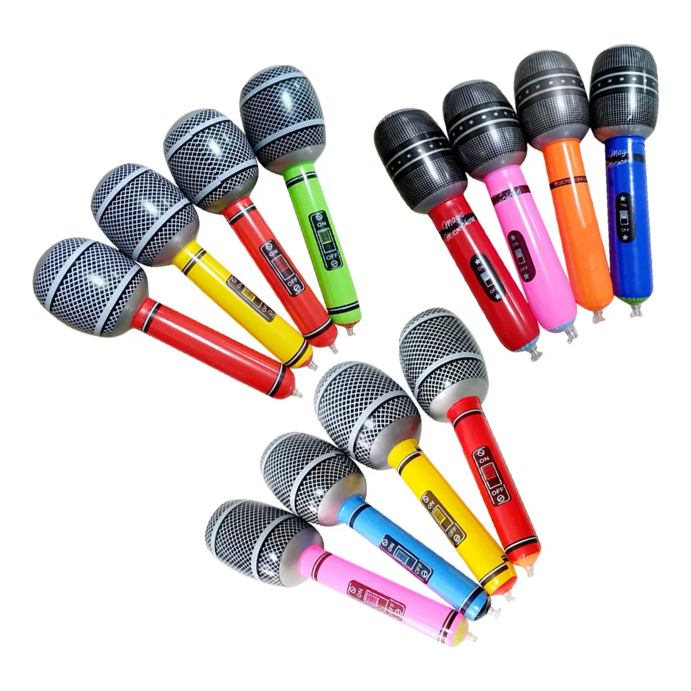 

12pcs Inflatable Microphone Pvc Kids Pool Beach Birthday Party Favors Giant Float Swimming Anti-Deflation Design