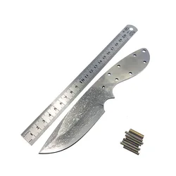 VG10 Stainless Steel Handle DIY Semi-finished Product Edged Fixed Blade Knife  Blanks Damascus Steel Blade Copper Umbrella Hole