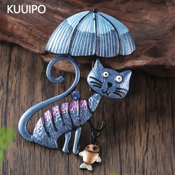 Fashion Zinc Alloy Cat Shape Brooches for Women Accessories New Trendy Blue Drip Oil Brooch Party Prom Jewelry Gift