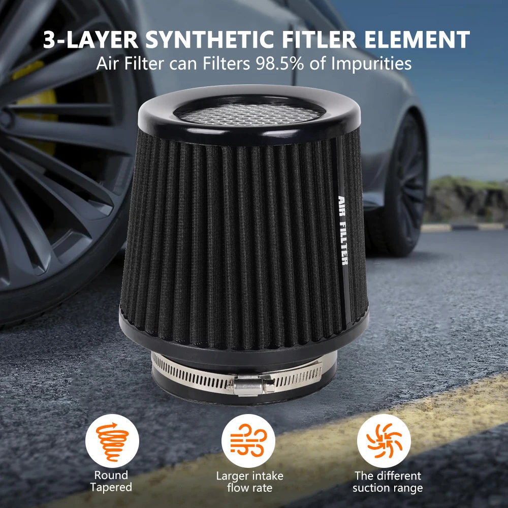 RASTP-Universal 3" 3.5" 4" Car High Flow Cold Air Intake Air Filter Conical Washable Air Filters For Race Car OFI129 - Image 4