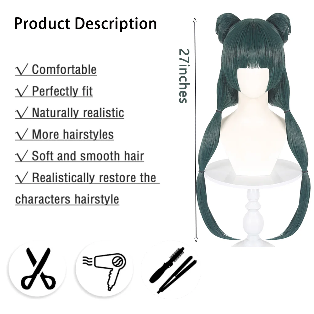 Maomao Cosplay Wig The Apothecary Diaries Double Bun Braid Heat Resistant Synthetic Hair For Women Role Play Costume Party