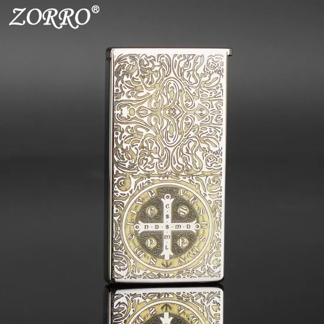 ZORRO Metal Creative Elevator Kerosene Lighter Classic Grinding Wheel Ignition Limited Quantity Laser Carving Collection Lighter