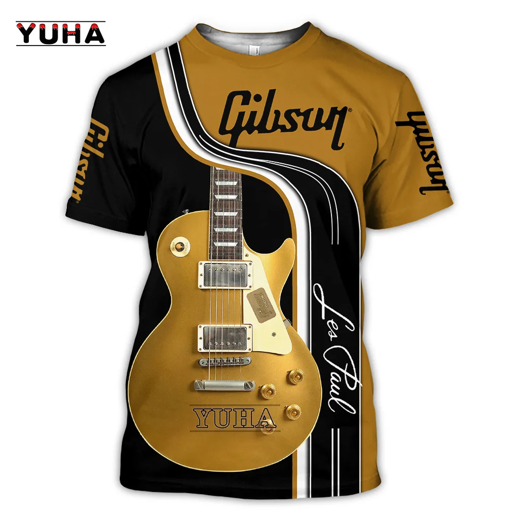 Summer Music Jazz T-shirt 3D Print Sax Guitar Clarinet Men\'s T-shirt Classic Music Instruments Short Sleeve Hip Hop  Pop Ca