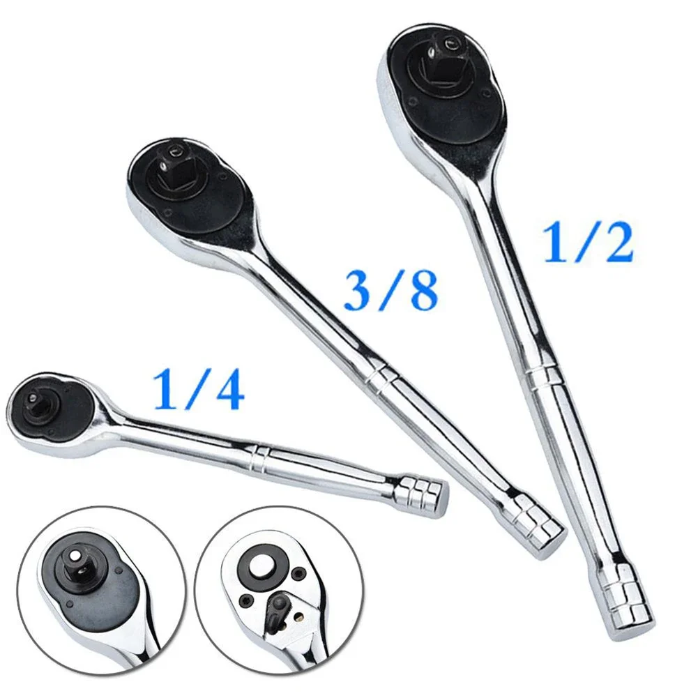 1pc High Ratchet Wrench Socket Quick Release Square Head Chrome Vanadium Steel Spanner 1/4 3/8 1/2 Inch Tightening Nut Tool