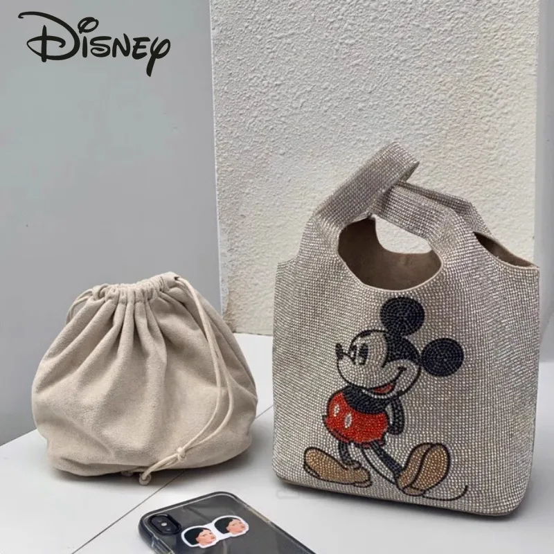 

Disney Mickey New Women's Handbag Luxury Brand Diamond Women's Bag Cartoon Cute Fashion 2-piece Set Large Capacity Handbag