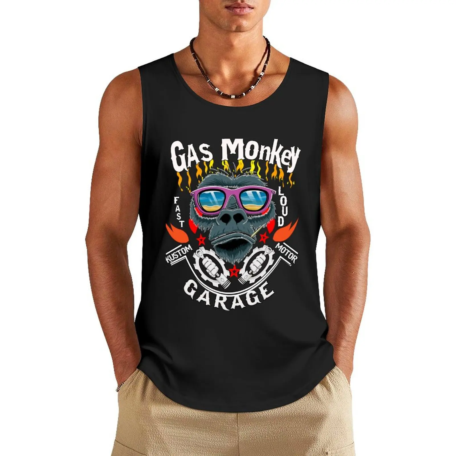 aggressive-angry gorilla ,monkey, gas, garage, gas monkey garage Tank Top gym top men gym clothing Men's fitness t-shirt